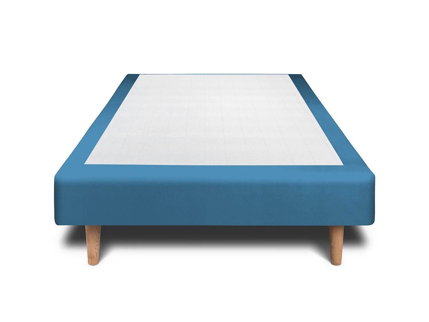 Sommier Tapissier Velours Bleu 80x200 H35cm