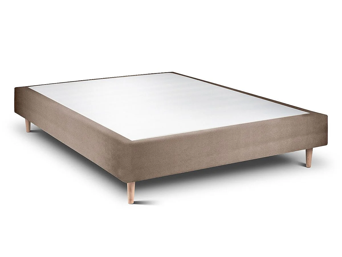 Sommier Tapissier Velours Taupe 140x200 H35cm