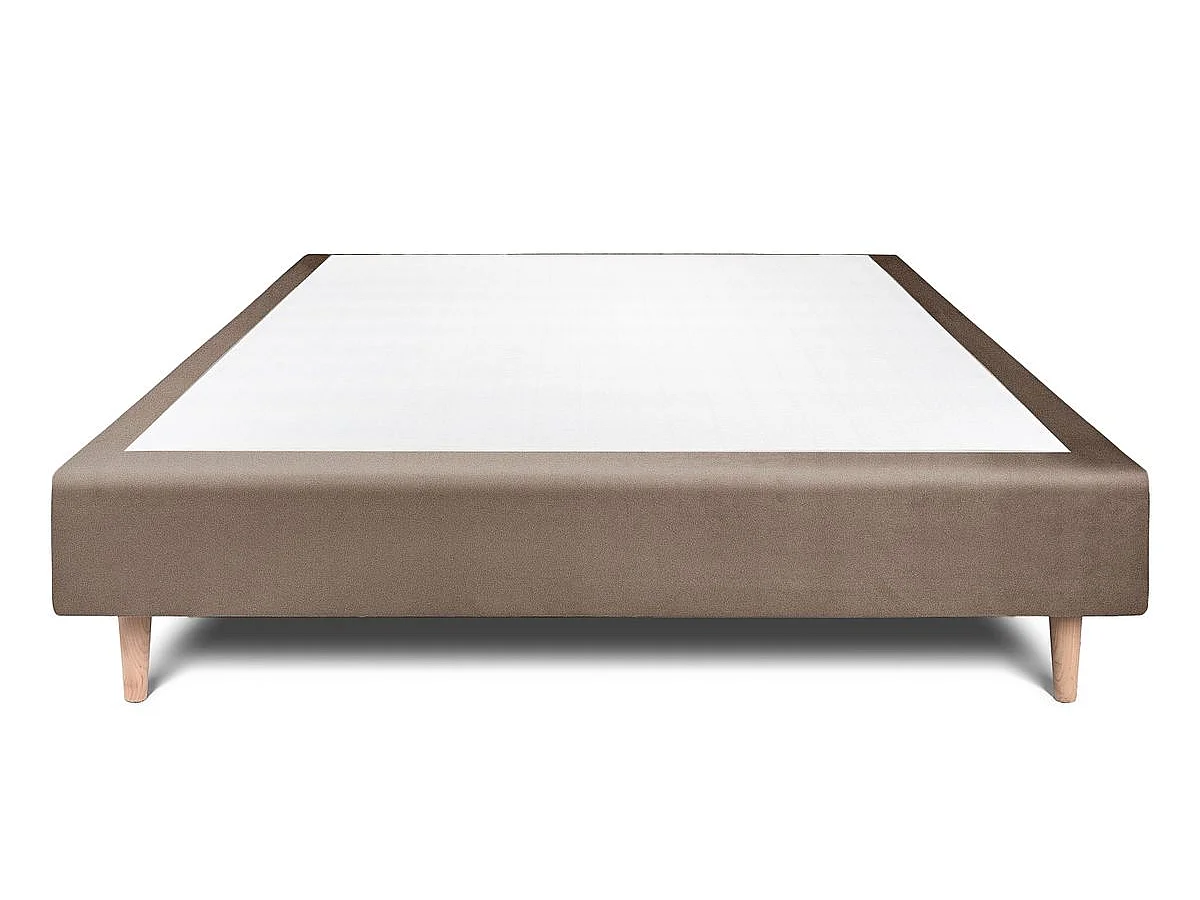 Sommier Tapissier Velours Taupe 140x200 H35cm