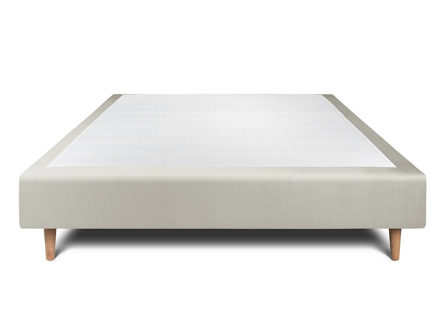 Sommier Tapissier Velours Taupe 140x200 H35cm