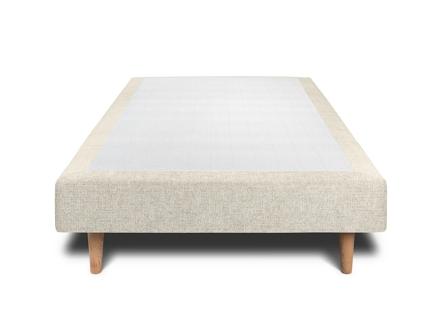 Sommier Tapissier Tissu Beige clair 90x190 H35cm