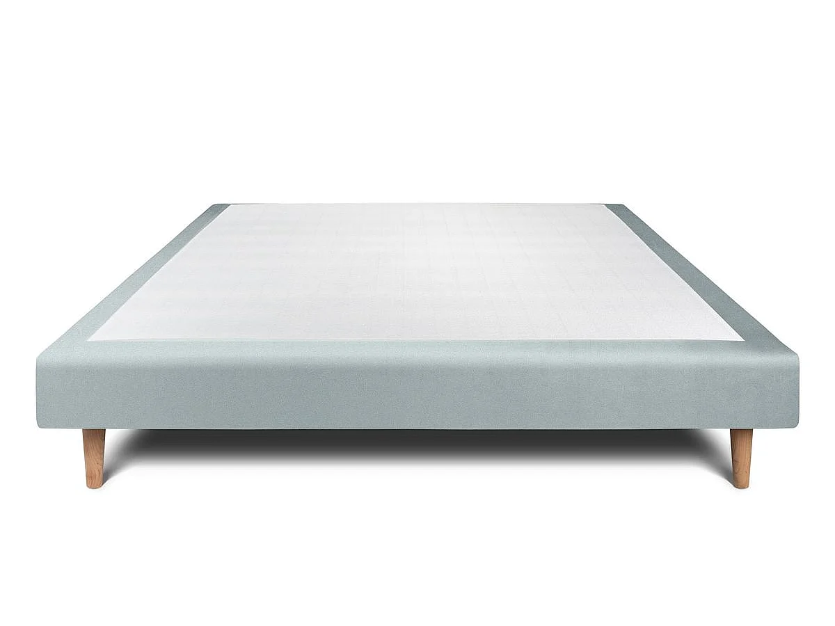 Sommier Tapissier Velours Gris bleuté 135x190 H29cm