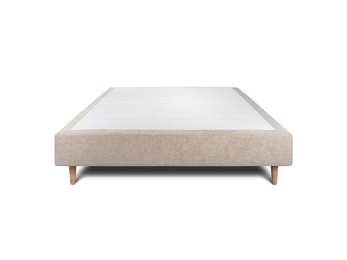 Sommier Tapissier Tissu Beige brun 150x190 H35cm