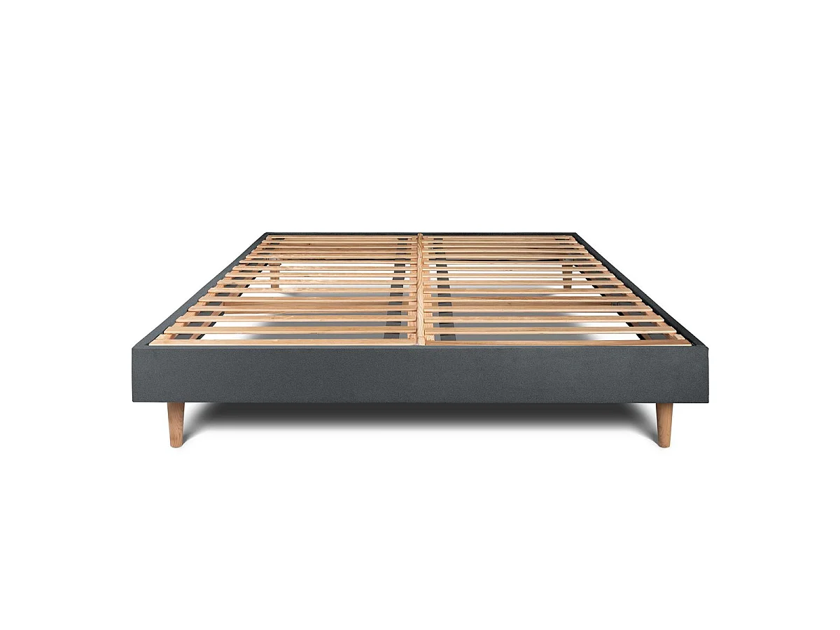 Sommier Kit Velours Gris anthracite 140x200 H29cm