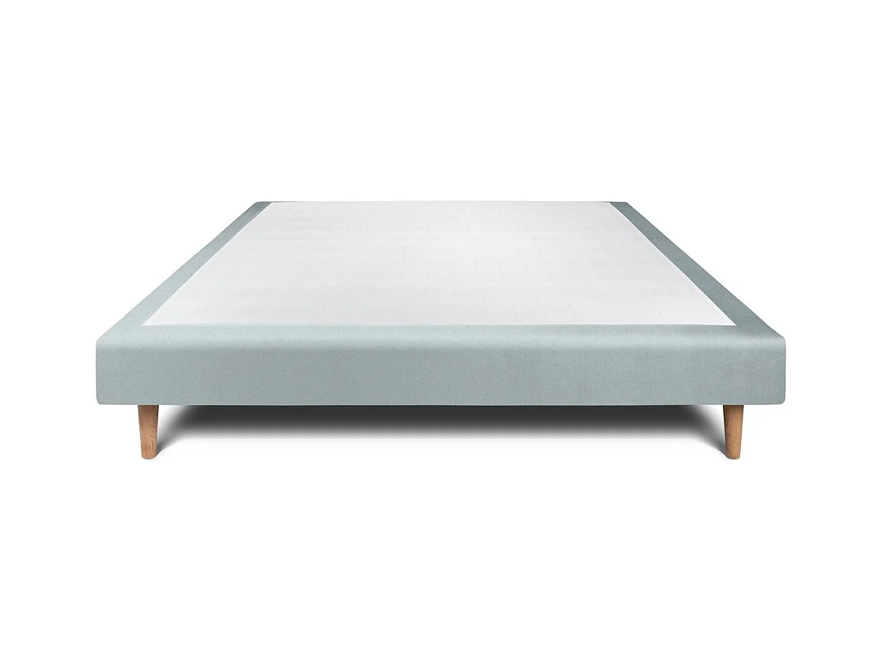 Sommier Tapissier Velours Gris bleuté 150x190 H29cm