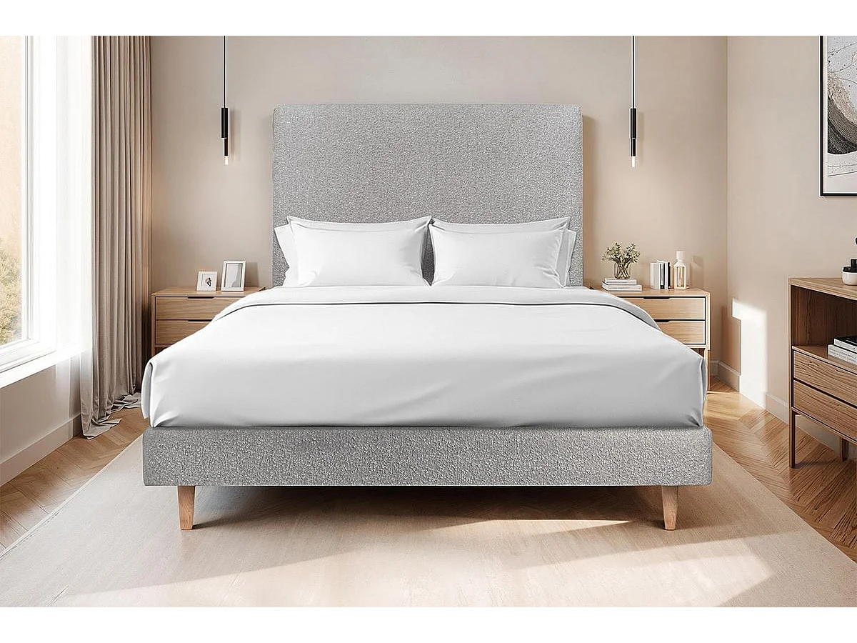 Sommier Tapissier Bouclette Gris 150x190 H29cm