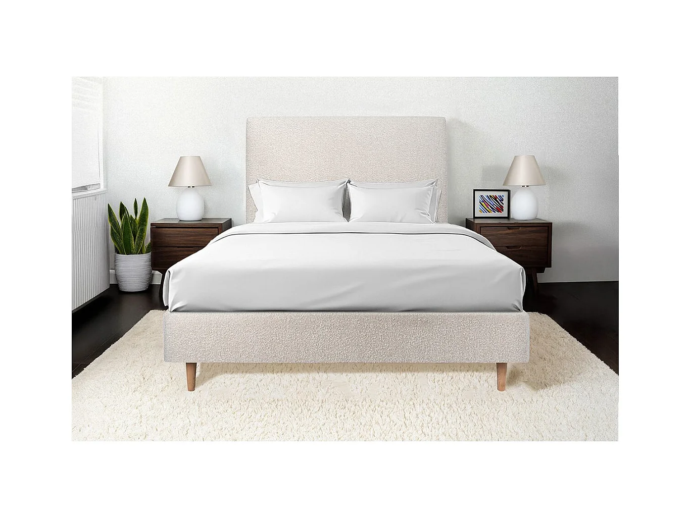 Sommier Tapissier Bouclette Beige 150x200 H35cm