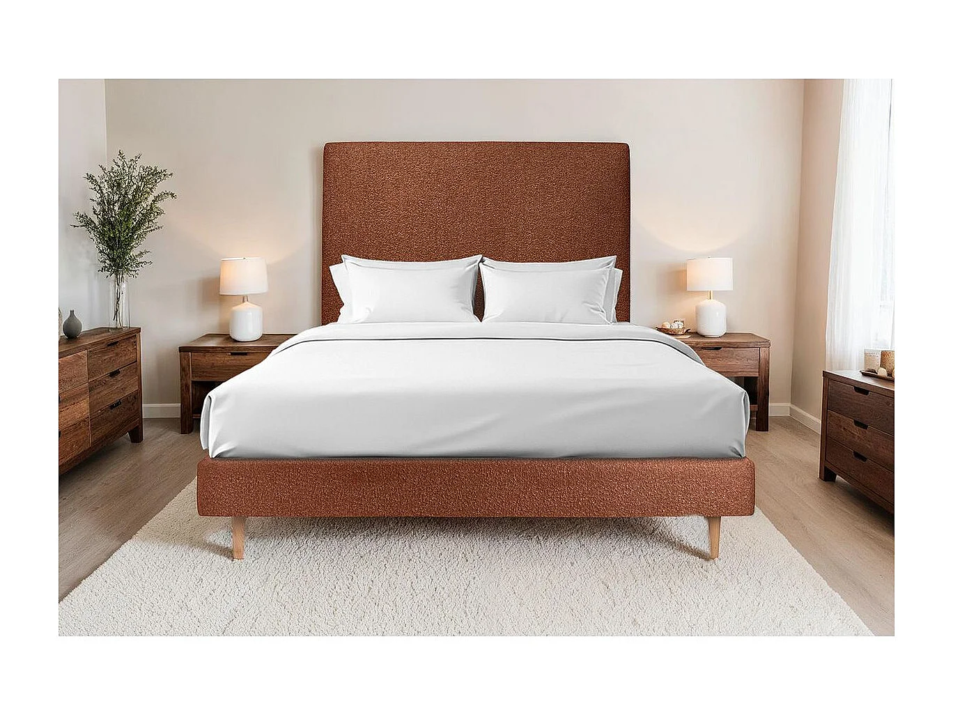 Sommier Tapissier Bouclette Terracotta 150x200 H29cm