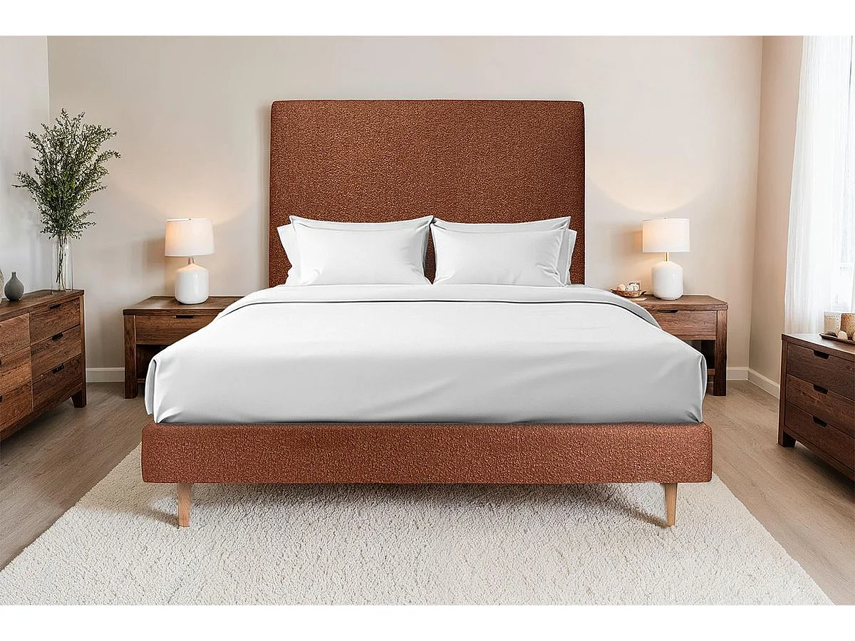 Sommier Tapissier Bouclette Terracotta 150x200 H29cm