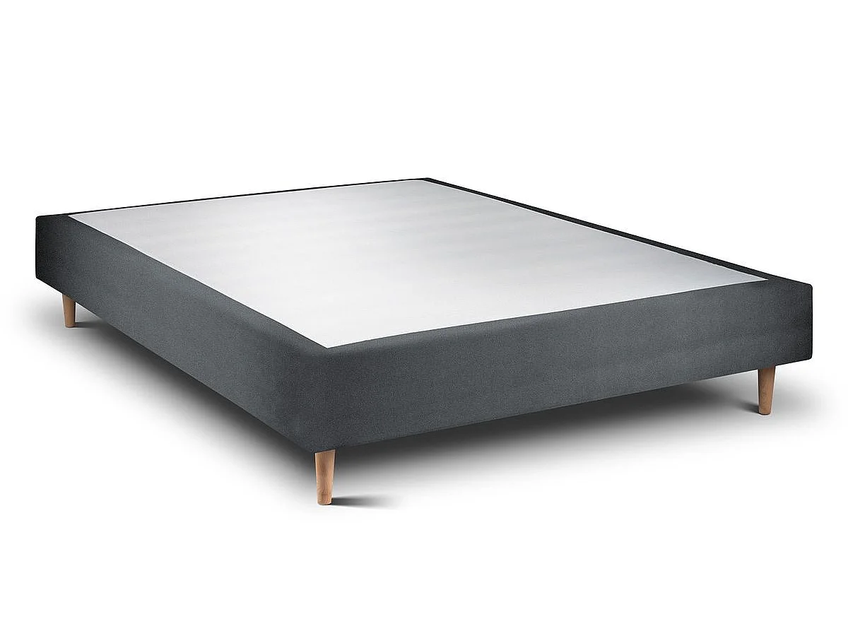 Sommier Tapissier Velours Gris anthracite 160x200 H35cm