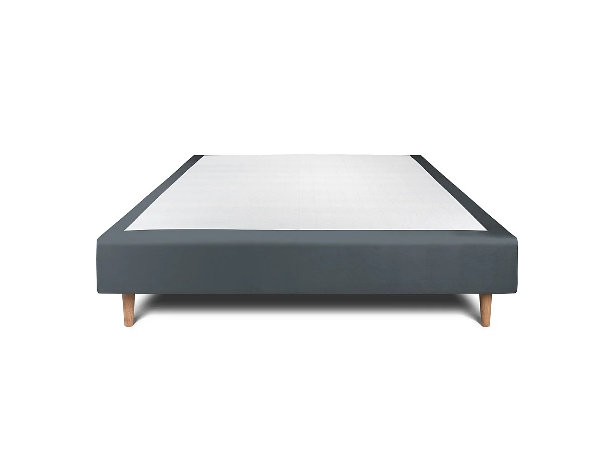 Sommier Tapissier Velours Gris anthracite 160x200 H35cm