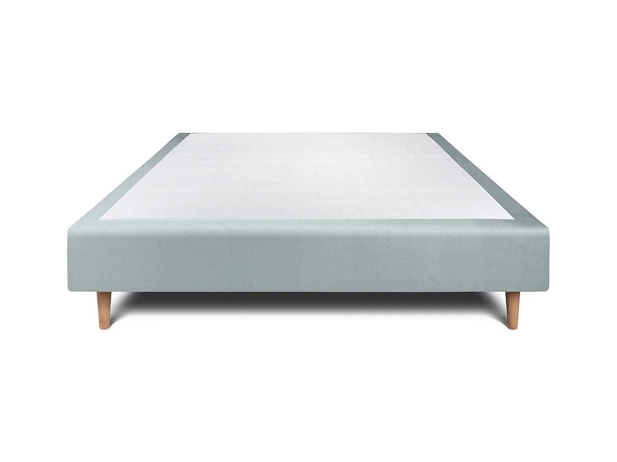 Sommier Tapissier Velours Gris bleuté 135x190 H35cm