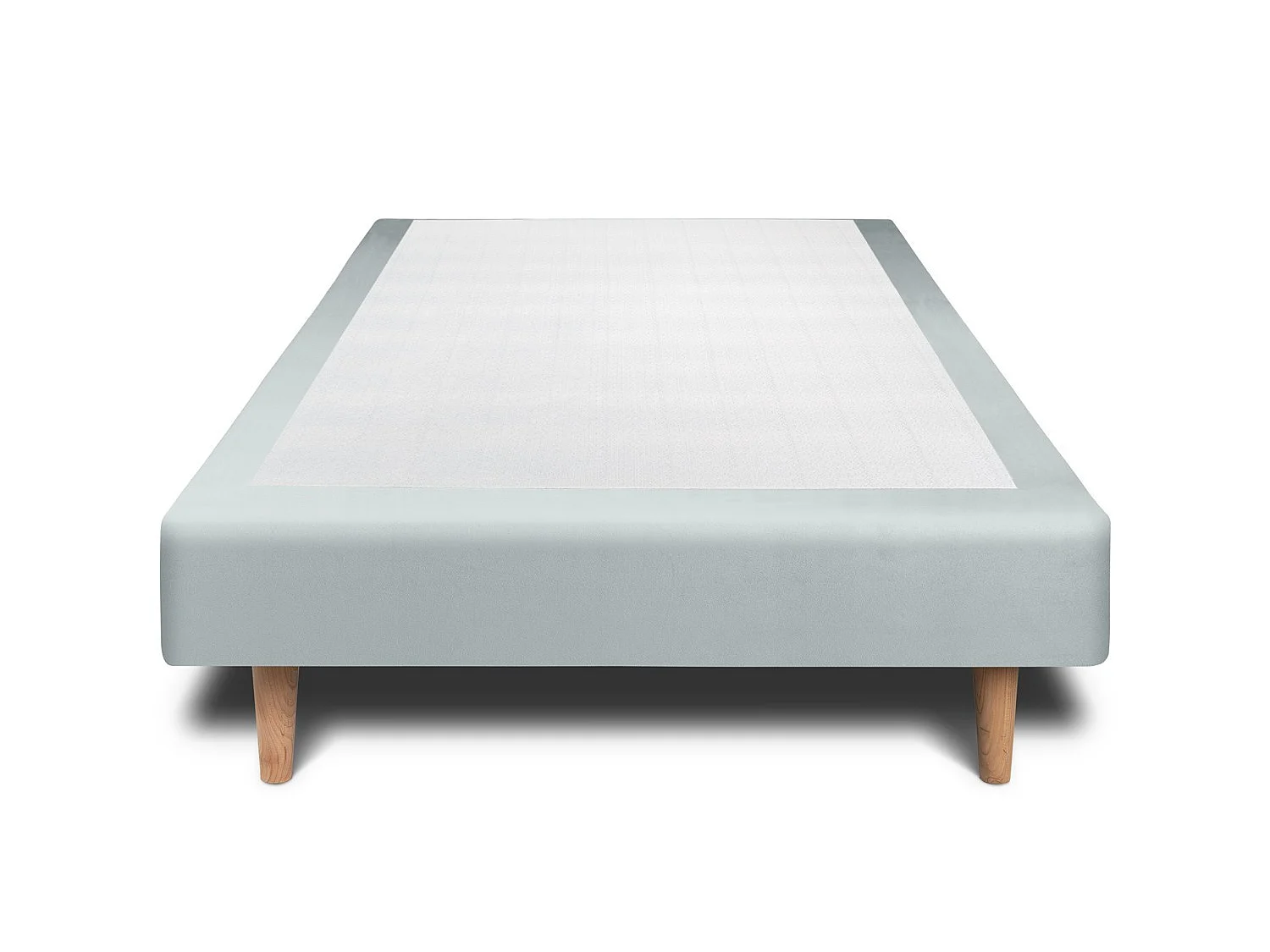 Sommier Tapissier Velours Gris bleuté 90x190 H29cm