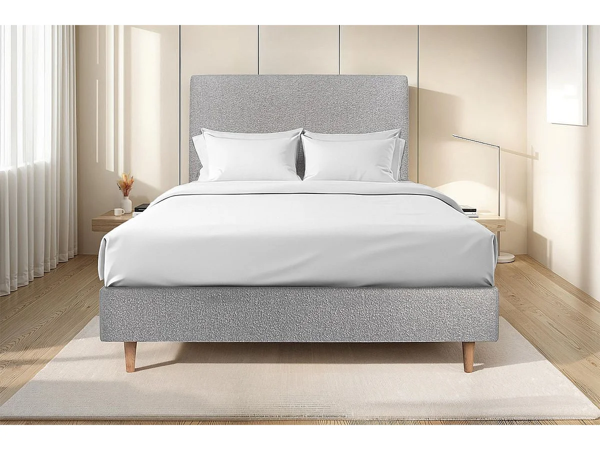 Sommier Tapissier Bouclette Gris 160x200 H35cm