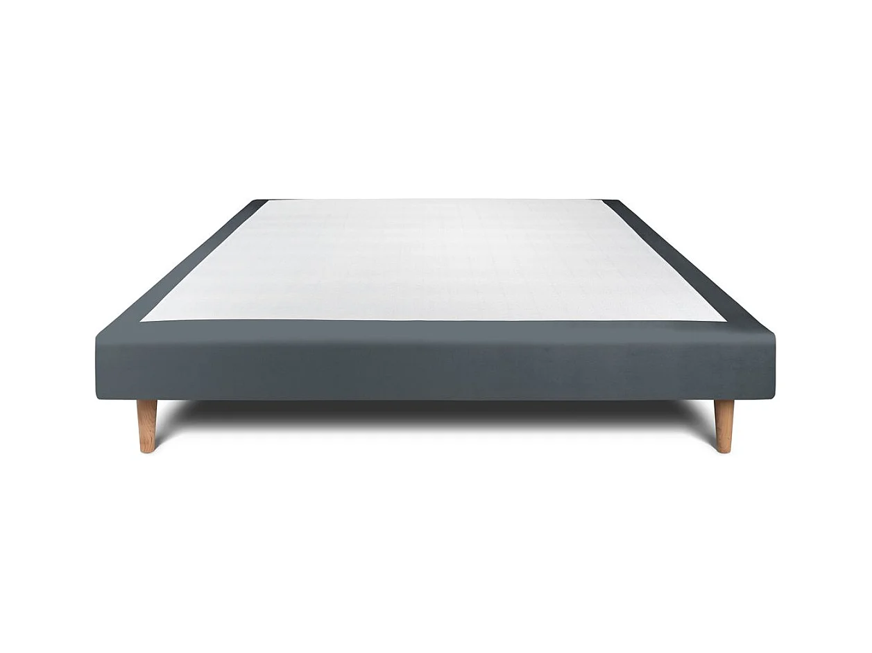 Sommier Tapissier Velours Gris anthracite 150x200 H29cm
