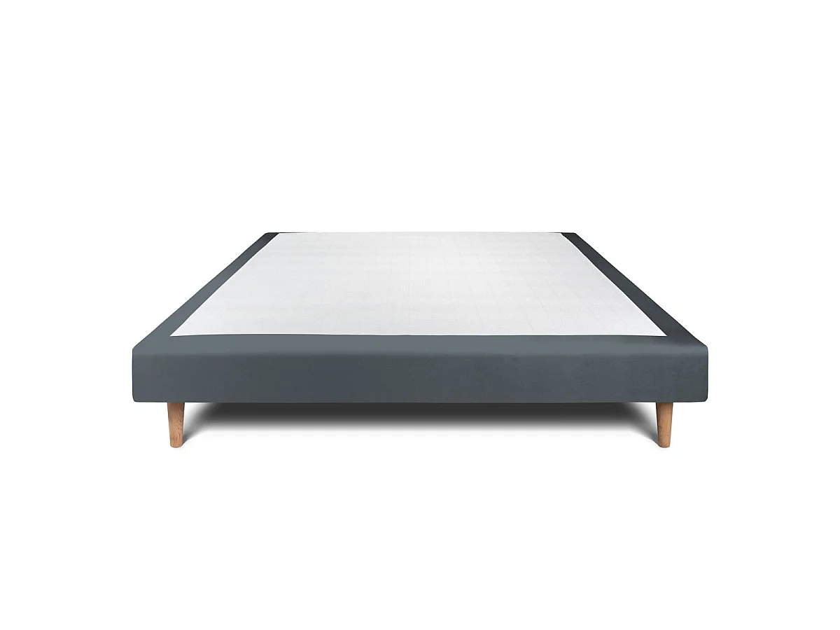 Sommier Tapissier Velours Gris anthracite 150x200 H29cm