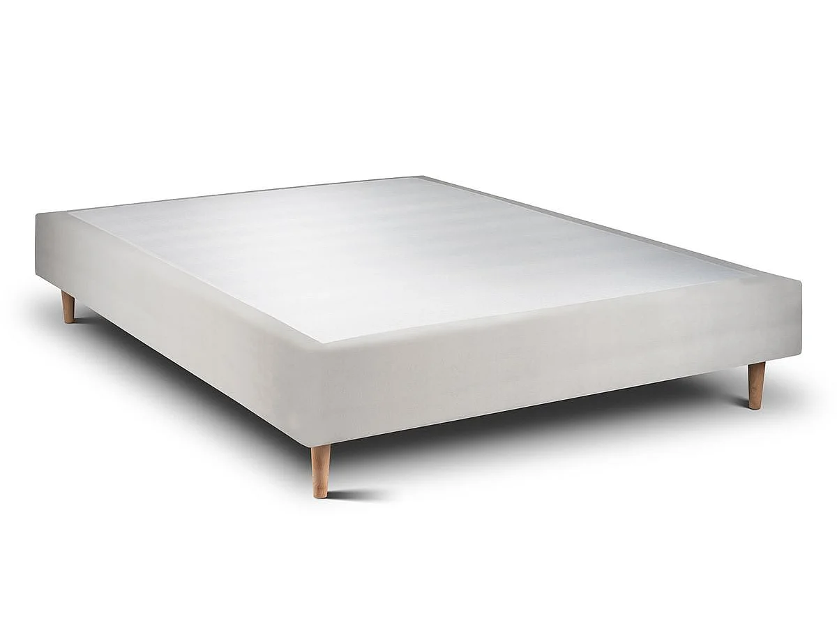 Sommier Tapissier Velours Gris clair 150x190 H35cm