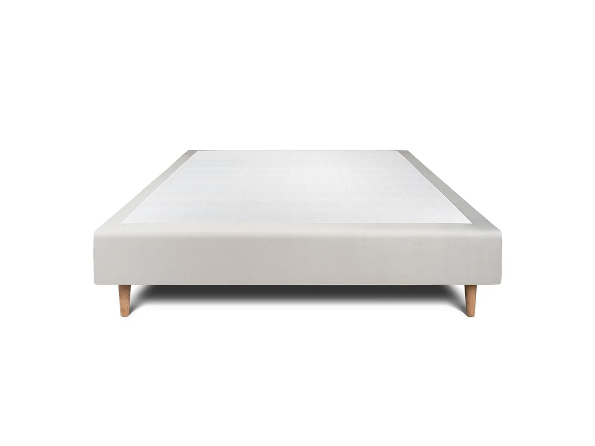 Sommier Tapissier Velours Gris clair 150x190 H35cm