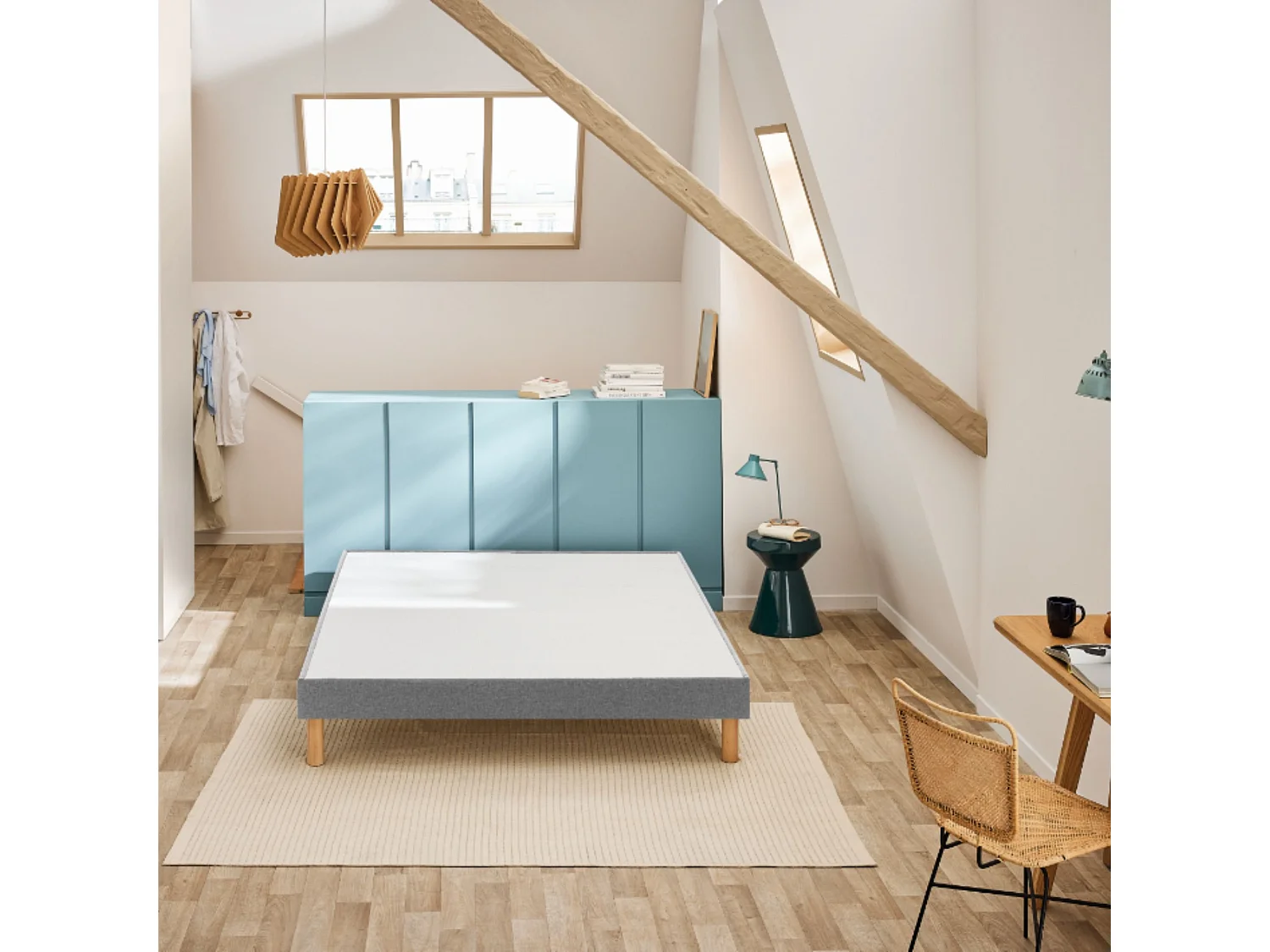 Sommier Bultex CONFORT FERME VIGOROSO DECO 100x200 Trame gris clair Lattes