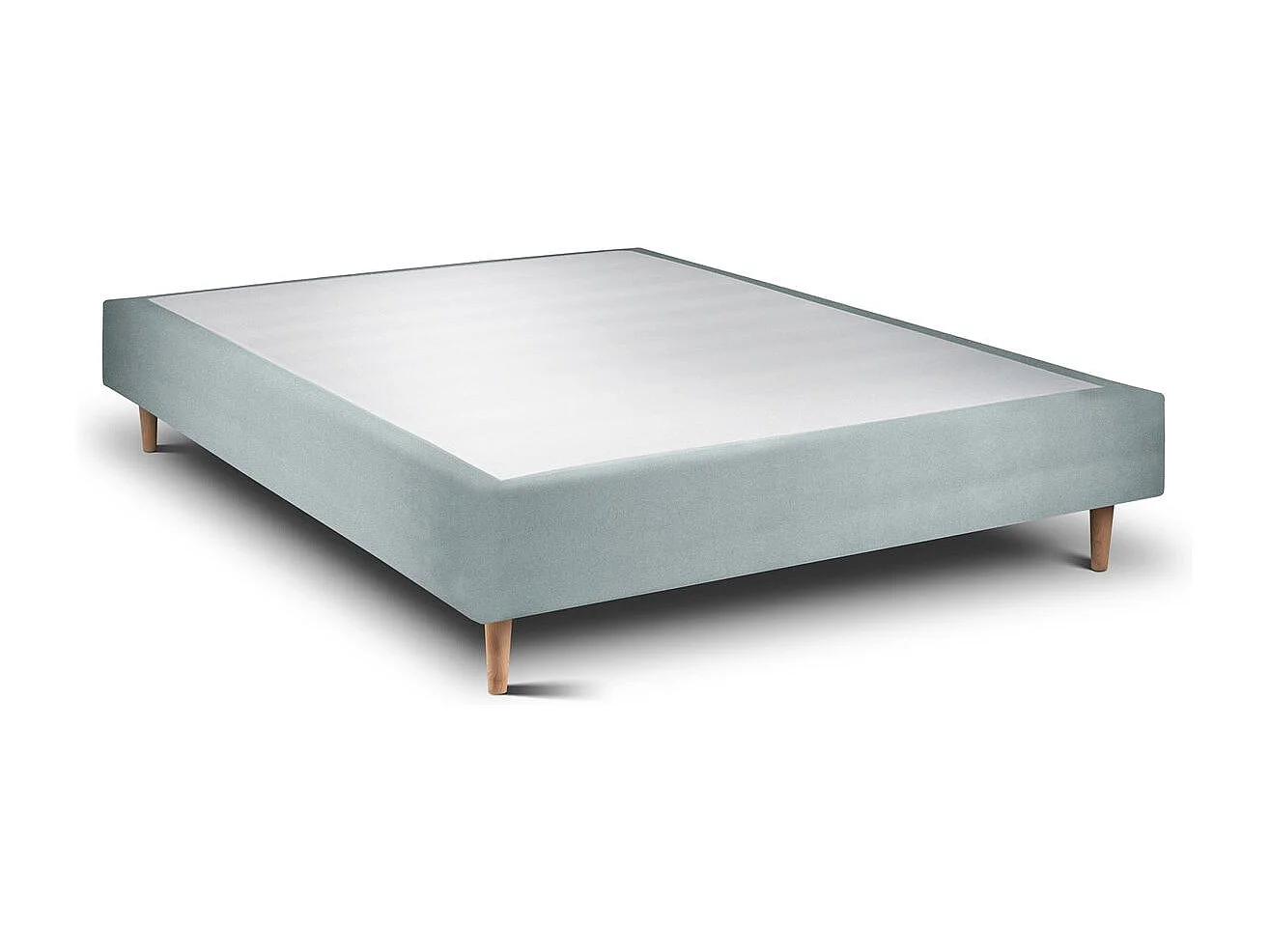 Sommier Tapissier Velours Gris bleuté 150x200 H35cm