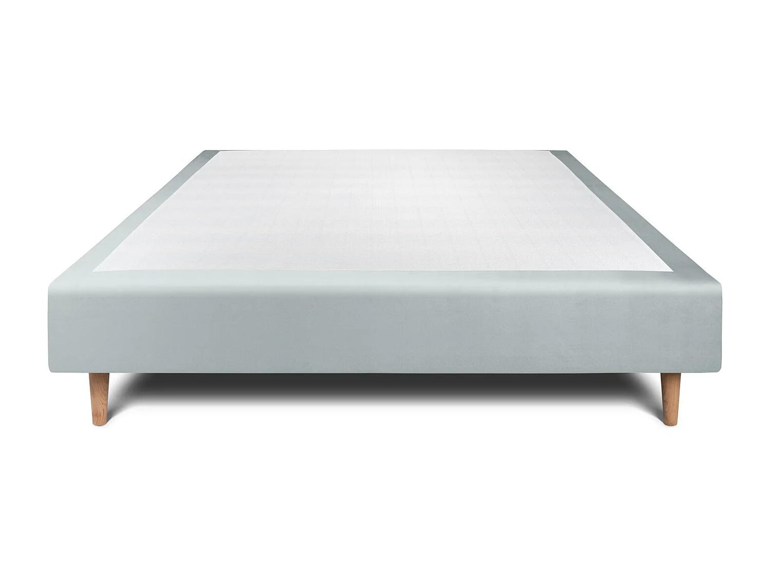 Sommier Tapissier Velours Gris bleuté 150x200 H35cm