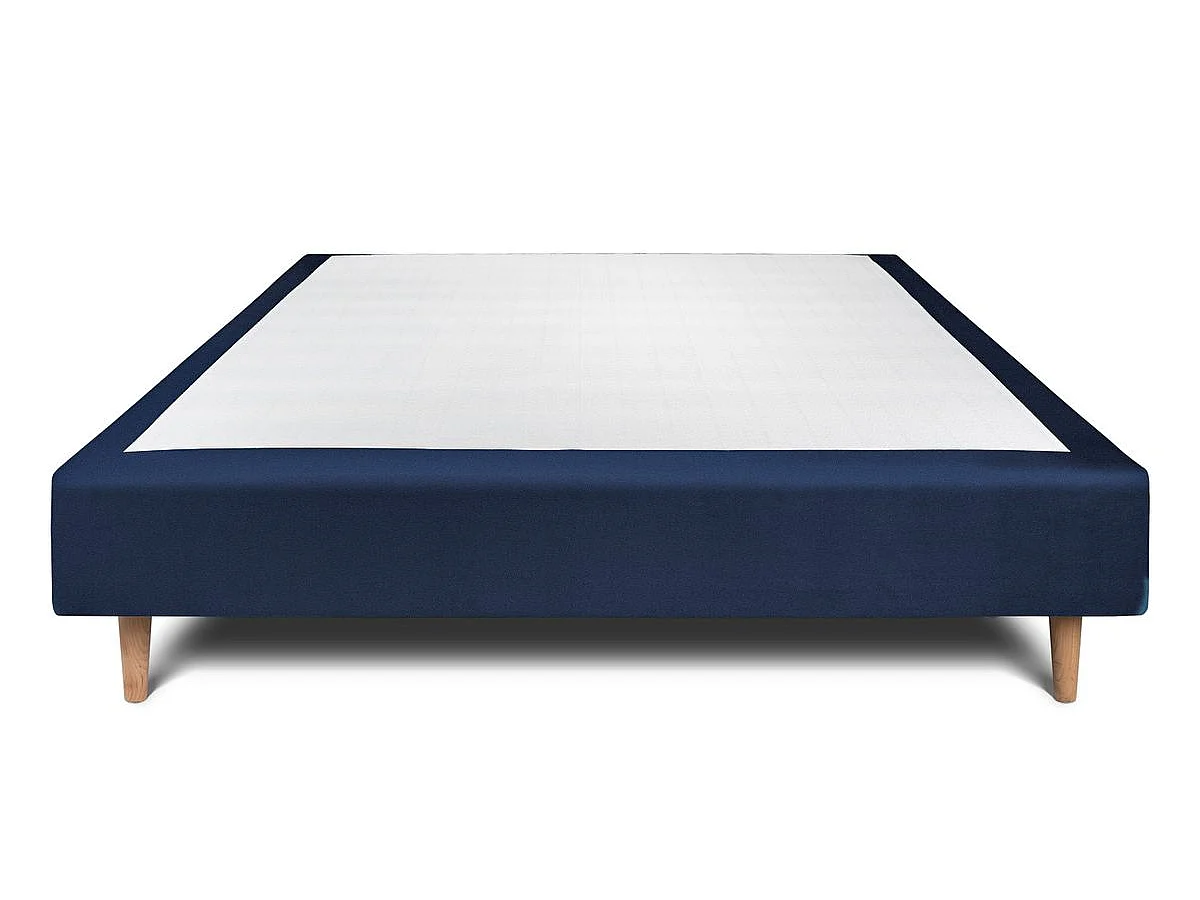 Sommier Tapissier Velours Bleu 150x190 H35cm