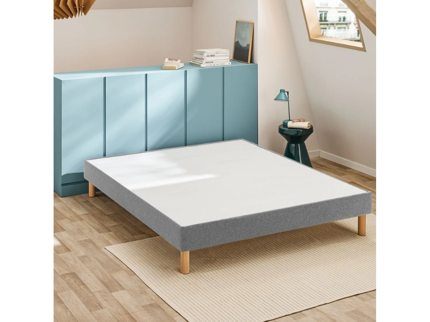 Sommier Bultex CONFORT FERME VIGOROSO DECO 140x200 Trame gris clair Lattes