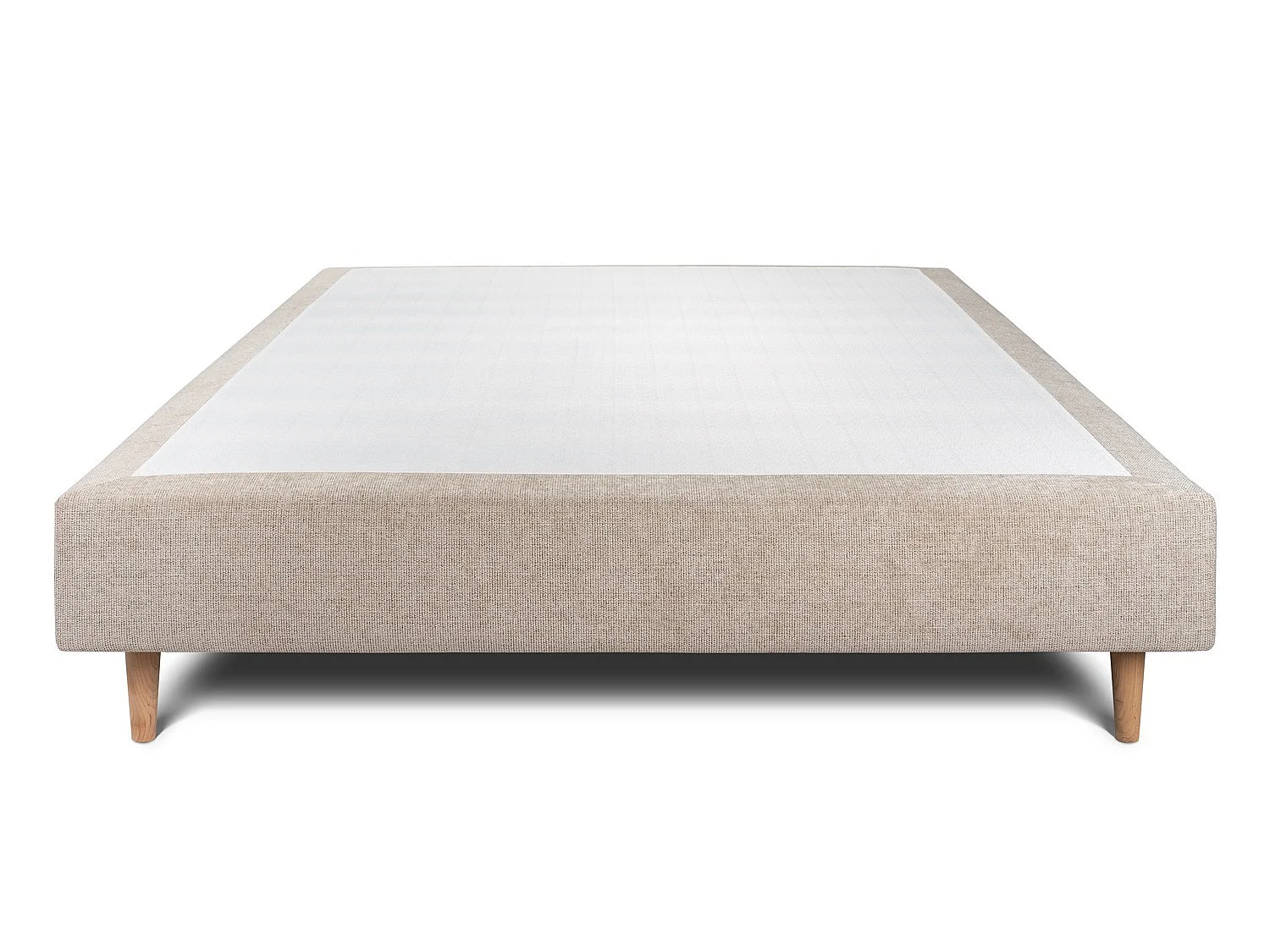 Sommier Tapissier Tissu Beige brun 140x200 H35cm