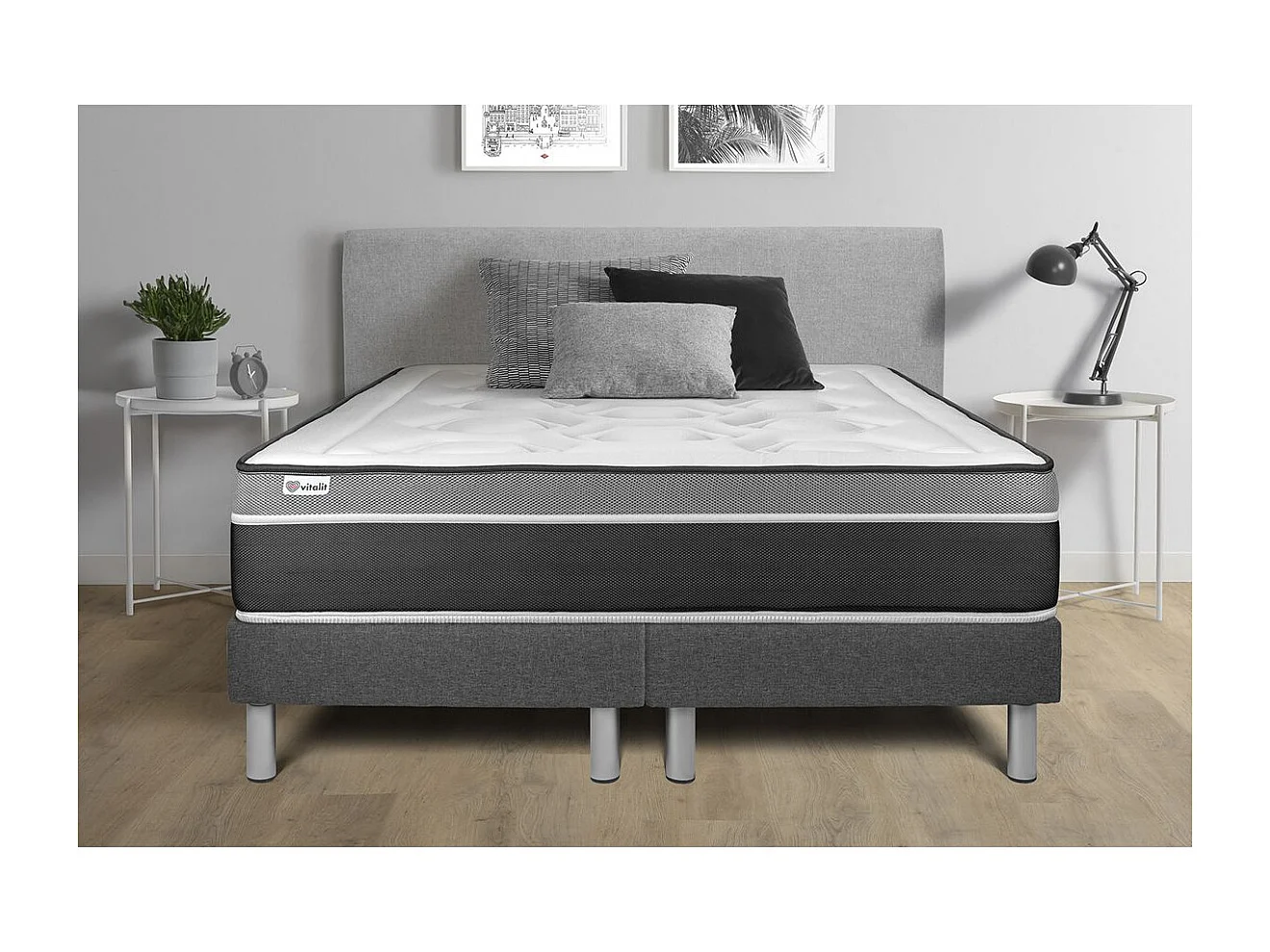 Sommier VITAL'SOM Gris 2 x 80 x 200 cm