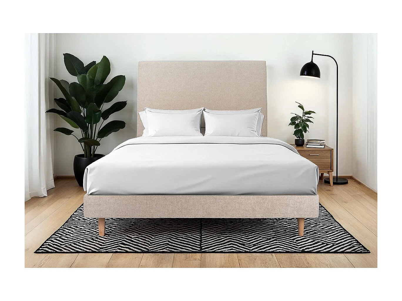 Sommier Kit Tissu Beige brun 135x190 H29cm