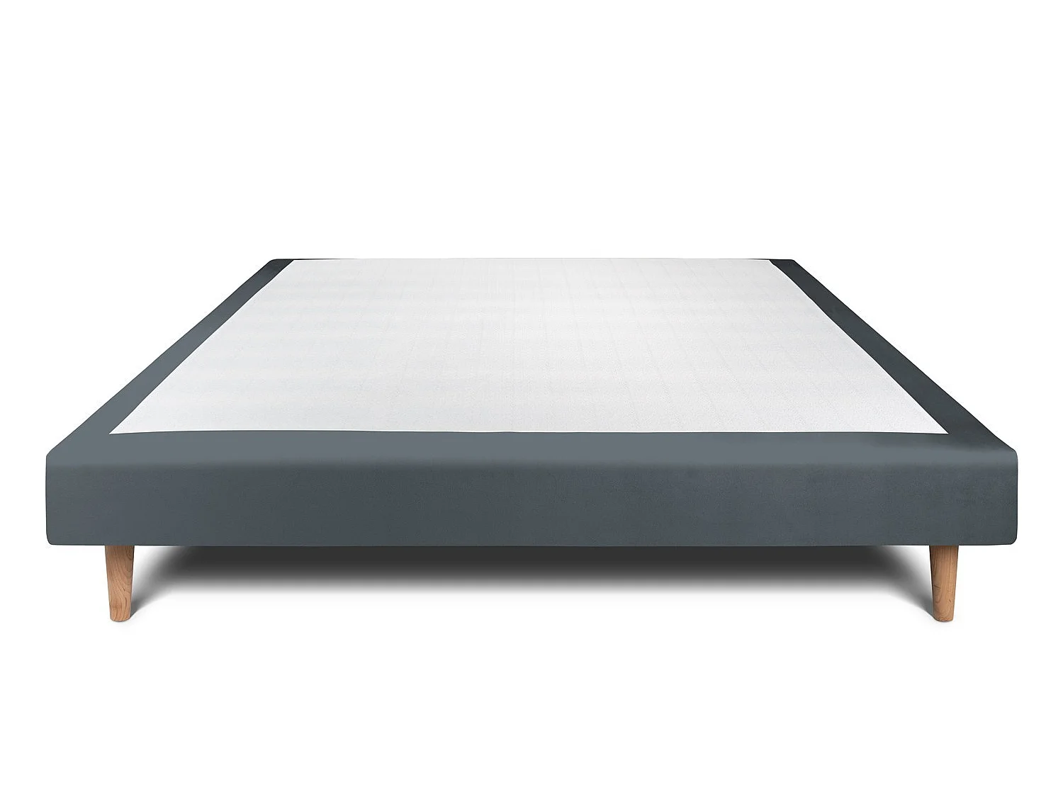 Sommier Tapissier Velours Gris anthracite 150x190 H29cm