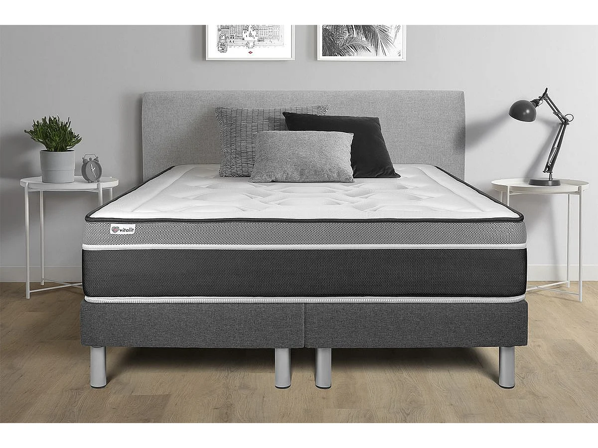 Sommier VITAL'SOM Gris 2 x 100 x 200 cm