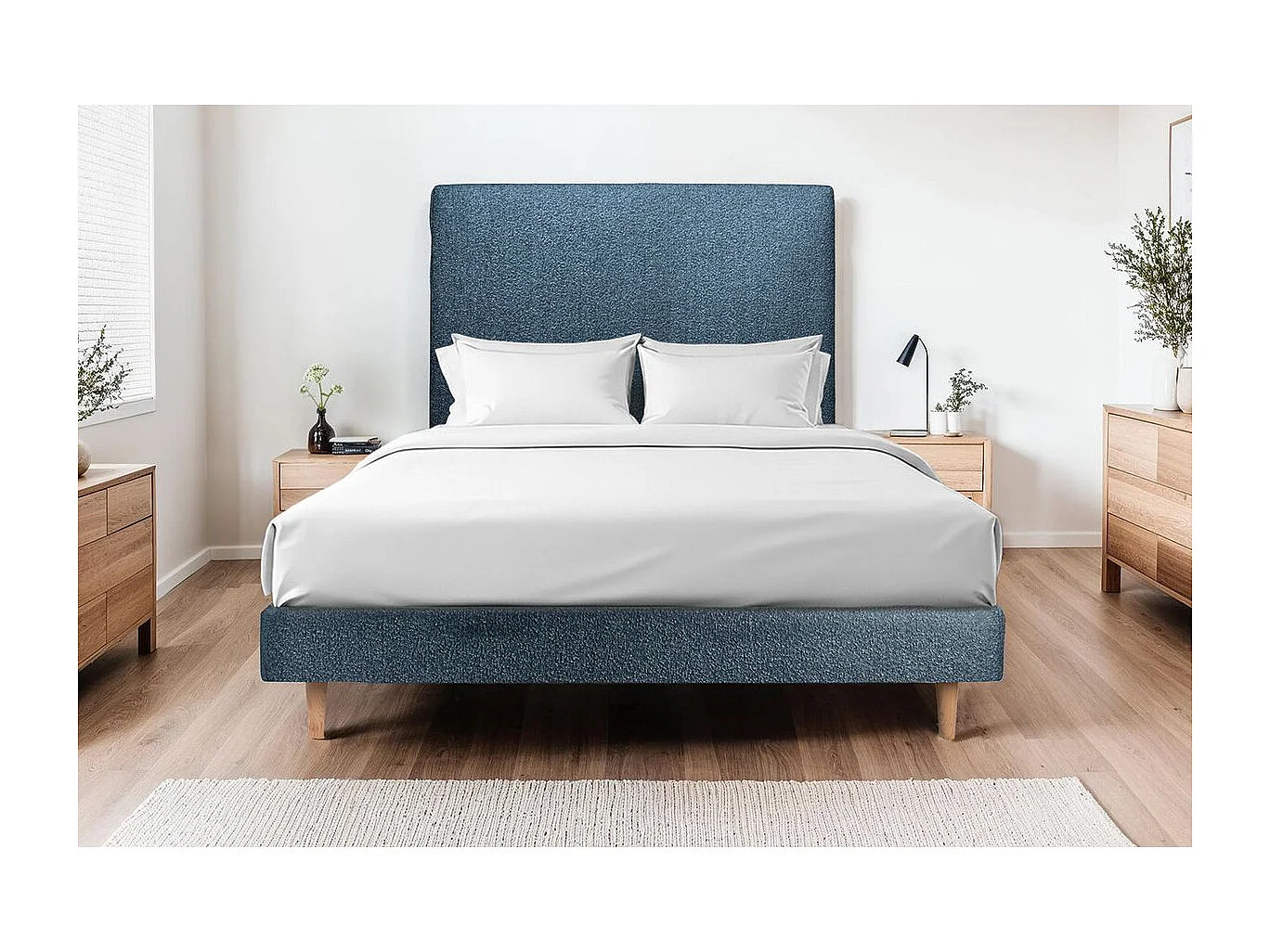 Sommier Tapissier Bouclette Bleu 150x190 H29cm