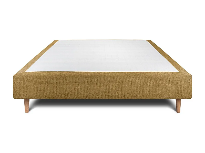 Sommier Tapissier Tissu Jaune 150x200 H35cm