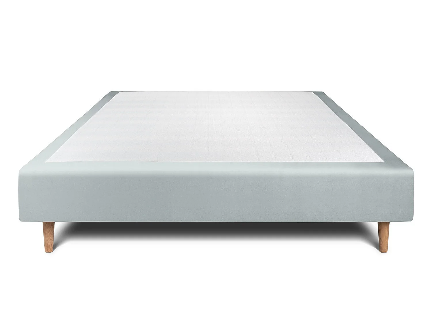 Sommier Tapissier Velours Gris bleuté 160x200 H35cm