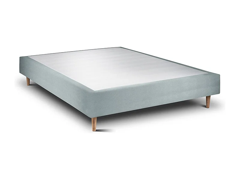 Sommier Tapissier Velours Gris bleuté 160x200 H35cm