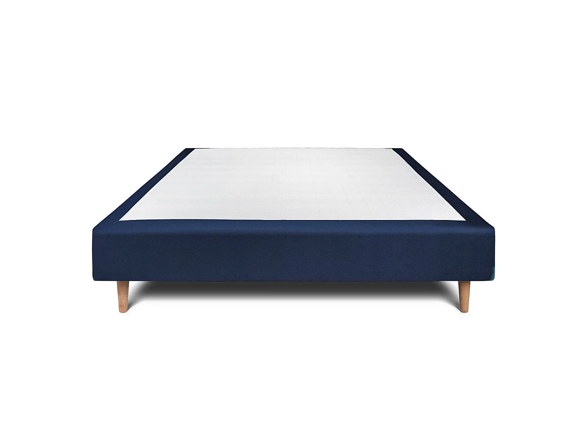 Sommier Tapissier Velours Bleu 150x200 H35cm