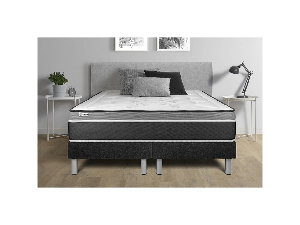 Sommier VITAL'SOM Noir 2 x 80 x 200 cm