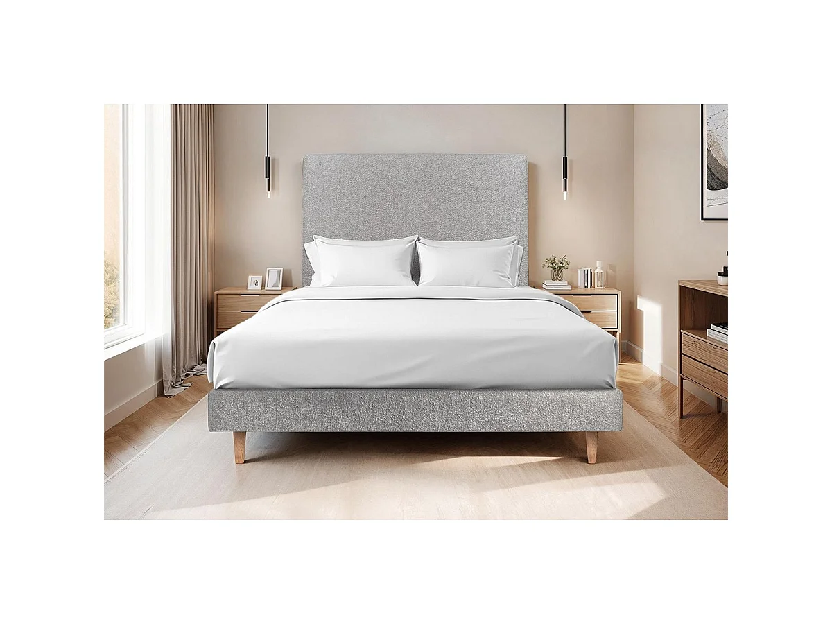 Sommier Tapissier Bouclette Gris 150x200 H29cm