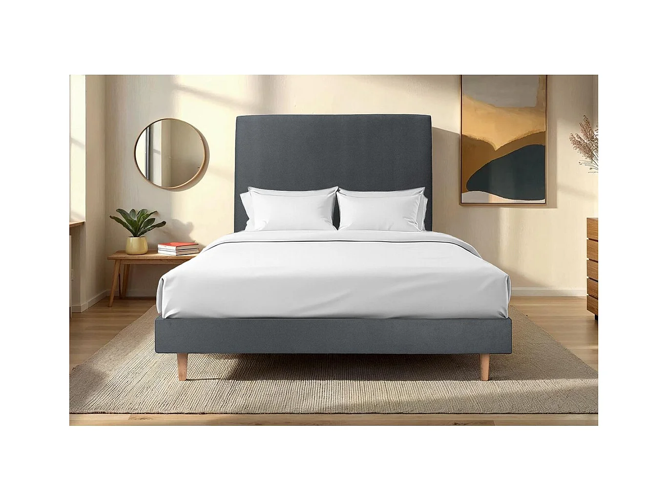 Sommier Kit Velours Gris anthracite 140x190 H29cm