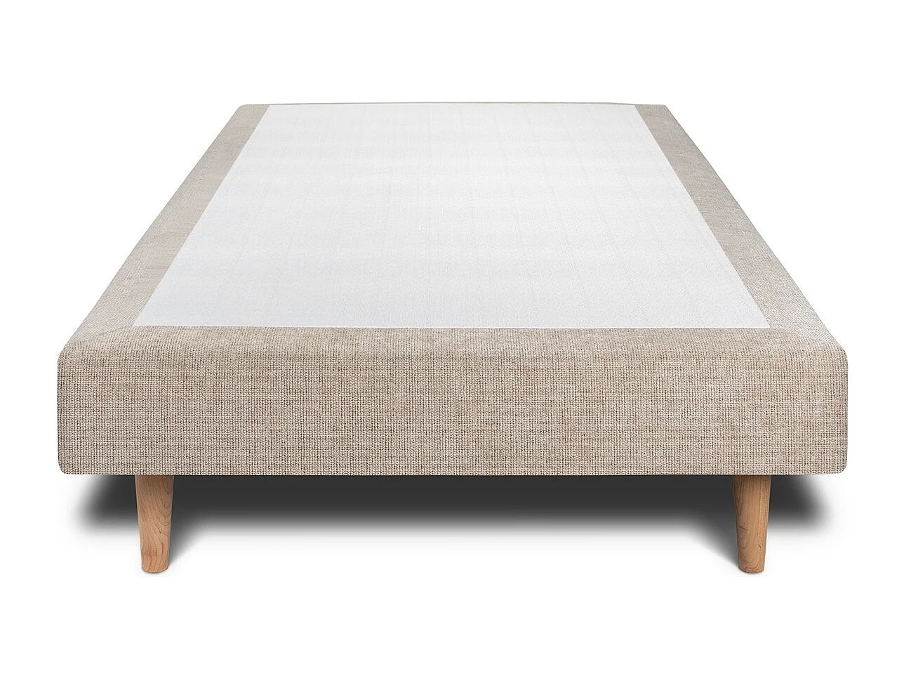 Sommier Tapissier Tissu Beige brun 90x190 H35cm