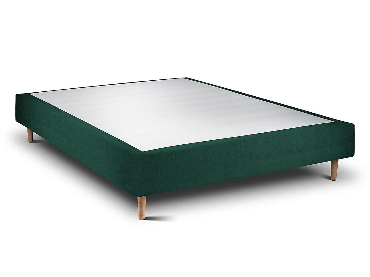 Sommier Tapissier Velours Vert 150x190 H35cm