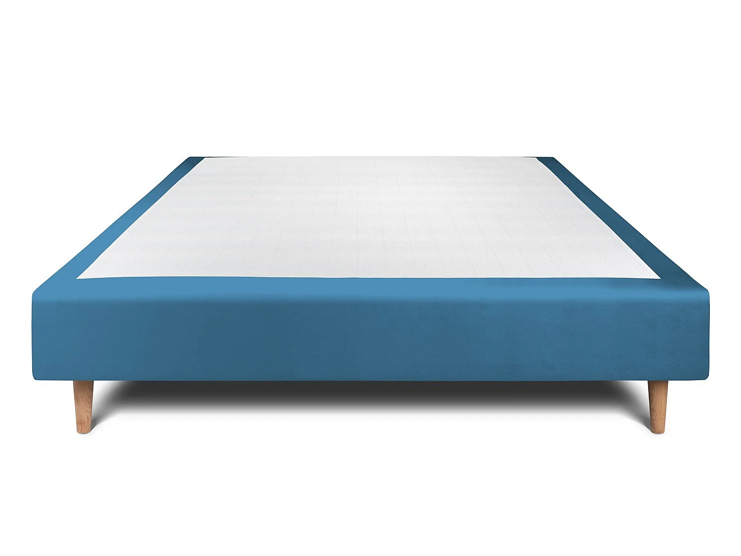 Sommier Tapissier Velours Bleu 135x190 H35cm