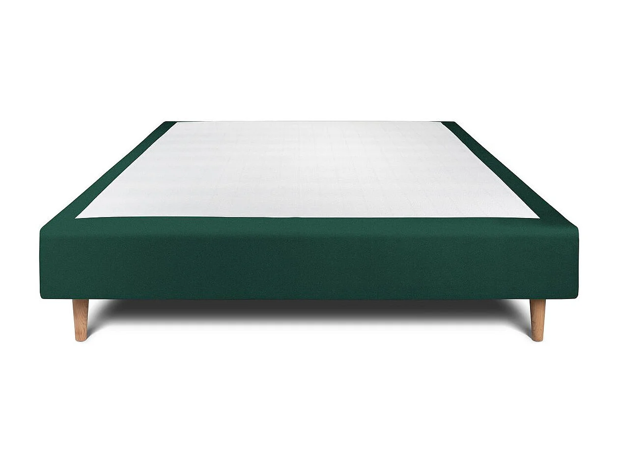 Sommier Tapissier Velours Vert 140x190 H35cm