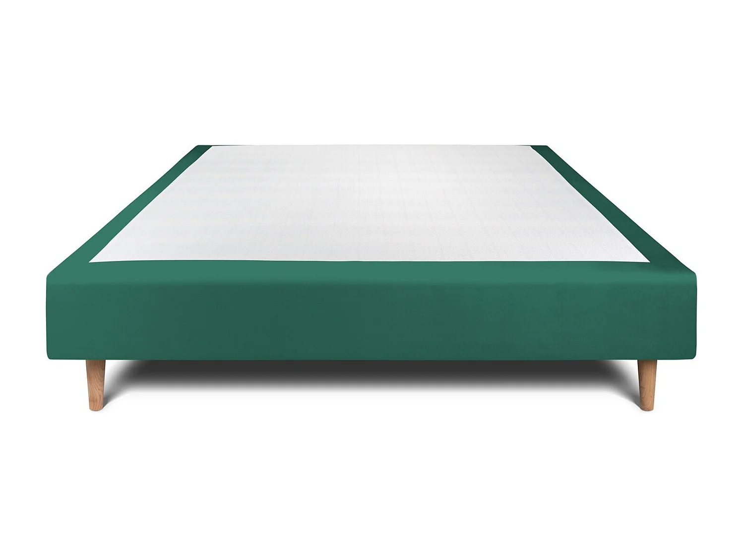 Sommier Tapissier Velours Vert 140x190 H35cm