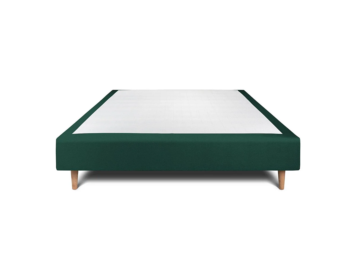 Sommier Tapissier Velours Vert 140x190 H35cm