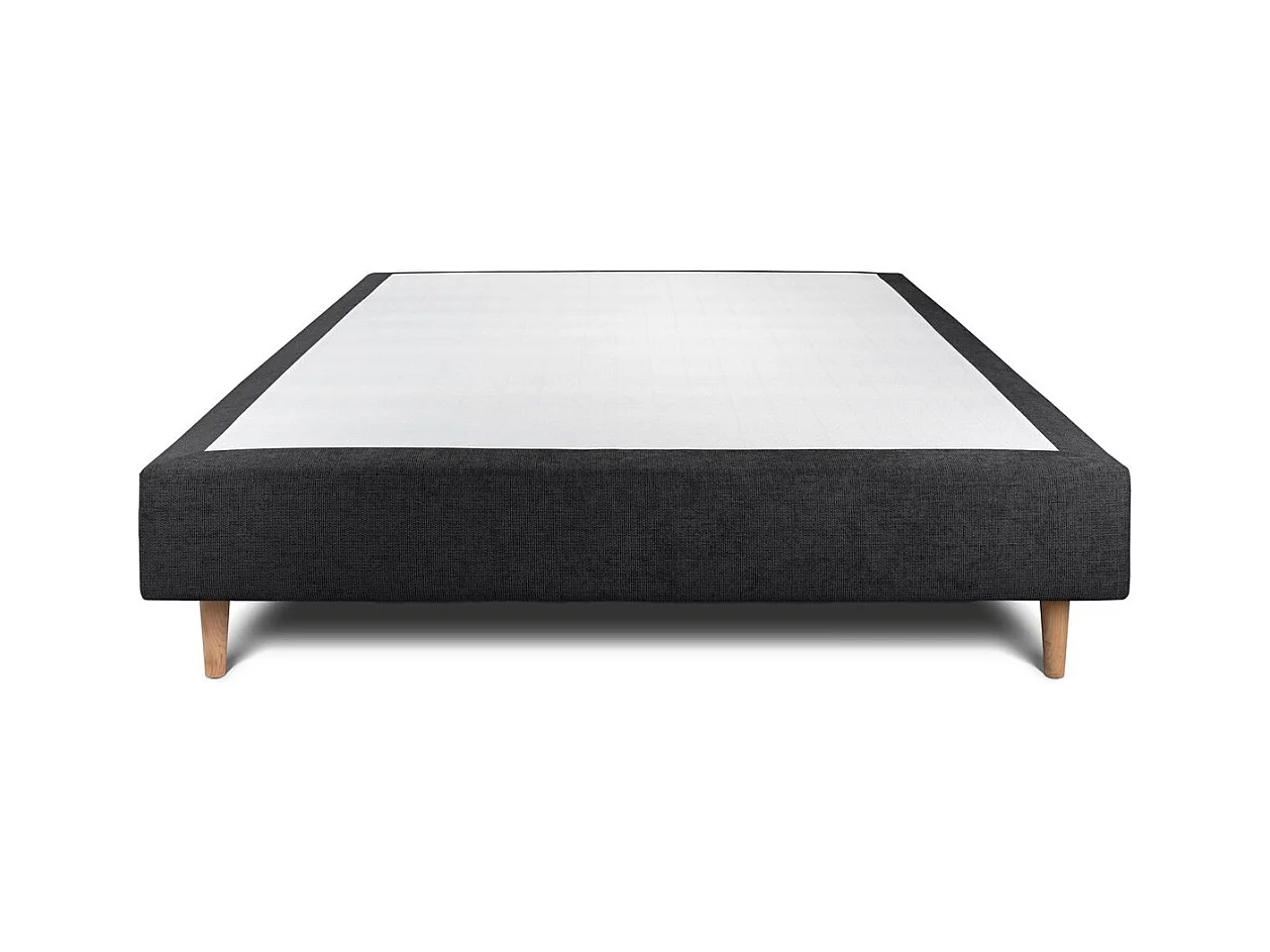 Sommier Tapissier Tissu Noir 135x190 H35cm
