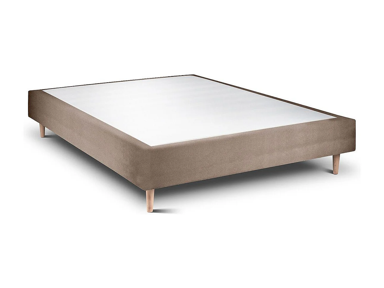 Sommier Tapissier Velours Taupe 150x190 H35cm
