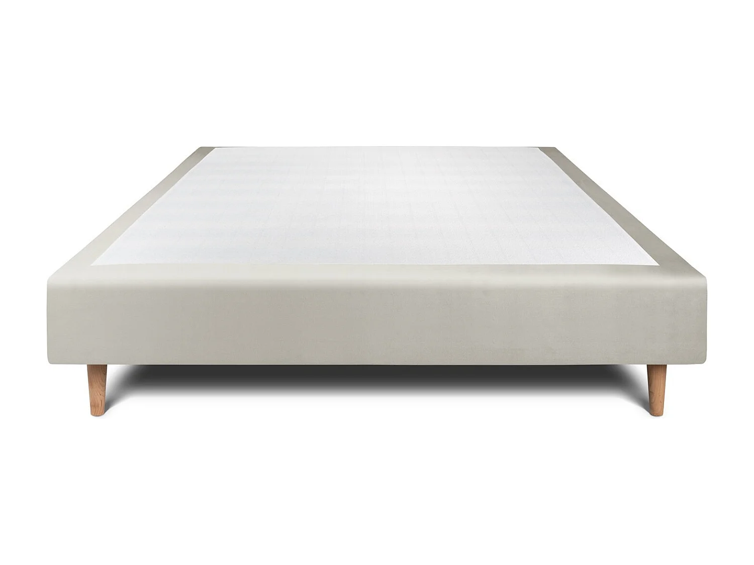 Sommier Tapissier Velours Taupe 150x190 H35cm