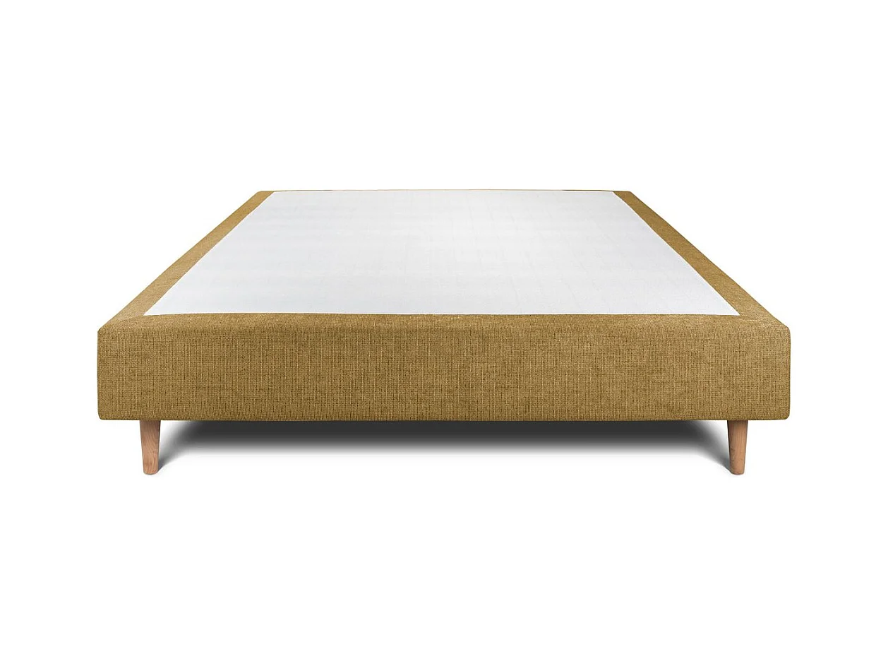 Sommier Tapissier Tissu Jaune 160x200 H35cm